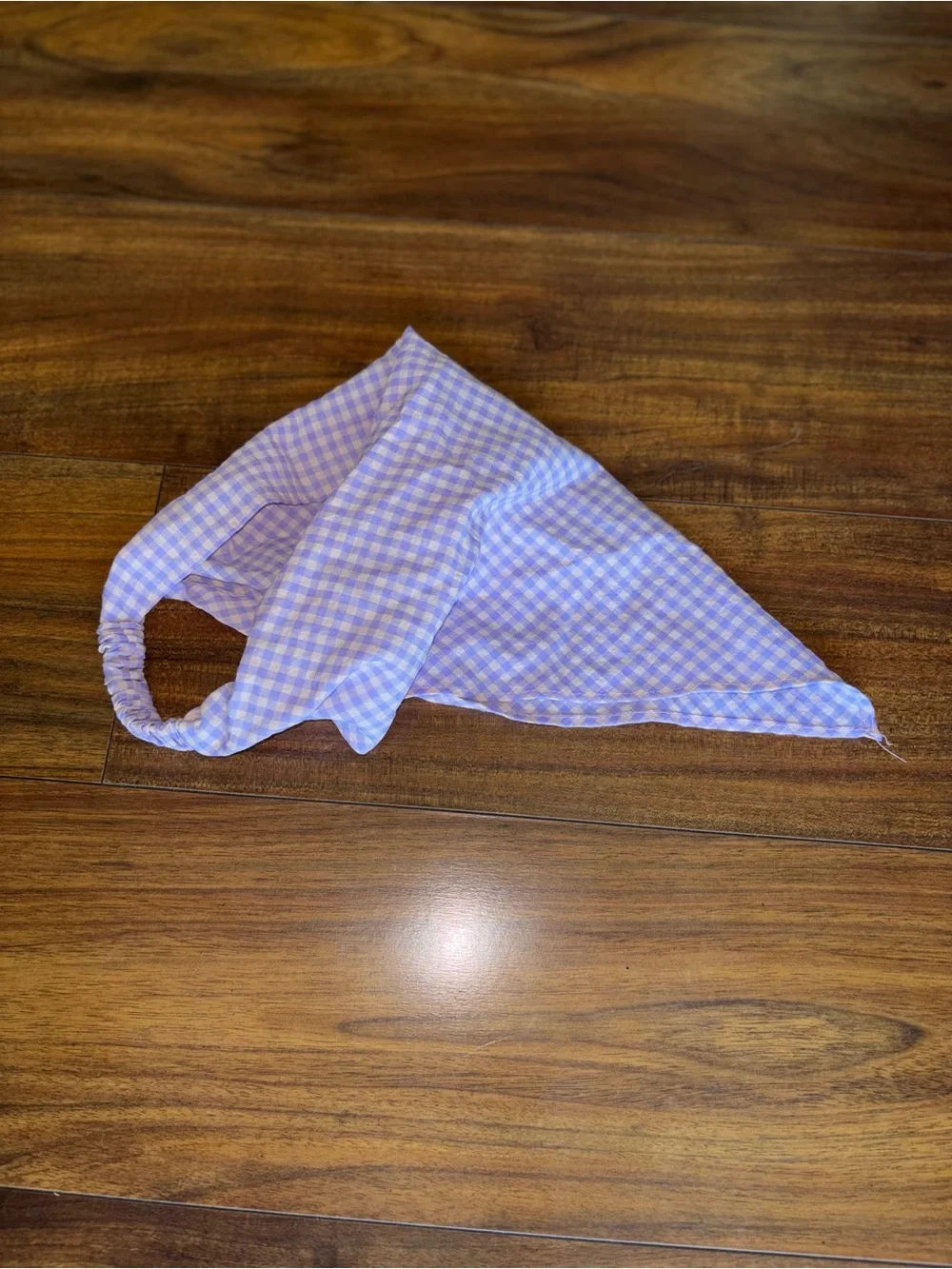Lavender and Pink Gingham Headscarf